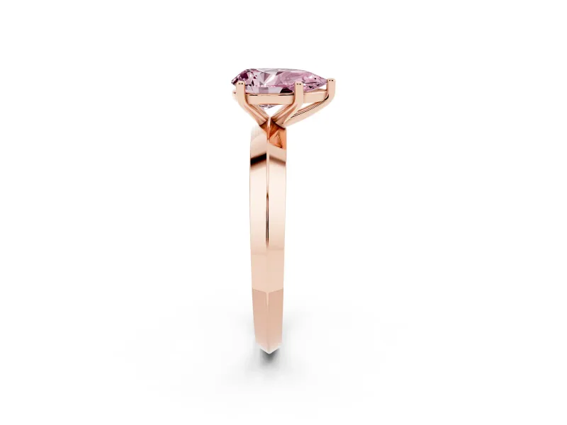 Pear-Shaped Knife-Edge Engagement Ring Setting for a Fancy Pink Lab-Grown Diamond | Rose Gold
