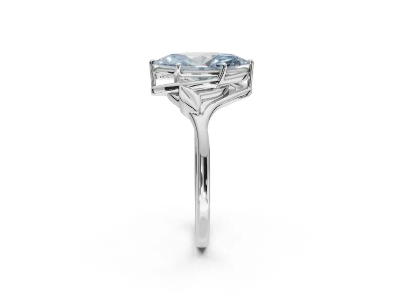 Marquise Bypass Solitaire Engagement Ring Setting for a Fancy Blue Lab-Grown Diamond | White Gold