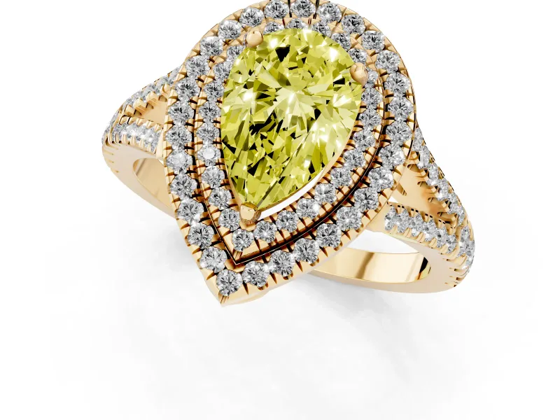 Pear-Shaped Halo Engagement Ring Setting for a Fancy Yellow Lab-Grown Diamond | Yellow Gold - Design NV-24799