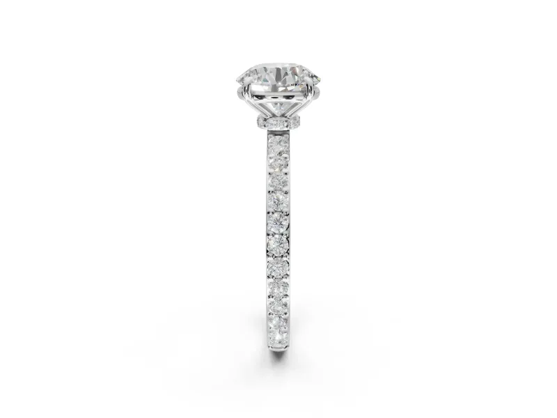 Round Hidden Halo Engagement Ring Setting | White Gold