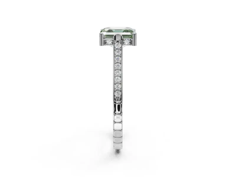Asscher Cut Engagement Ring Setting for a Fancy Green Lab-Grown Diamond | Sterling Silver - Design NV-24586