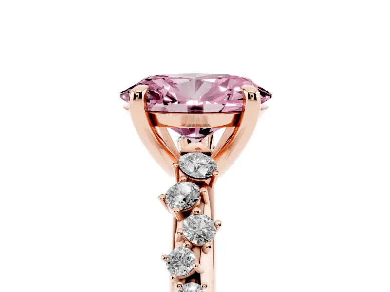 Oval Graduated Accent Engagement Ring Setting for a Fancy Pink Lab-Grown Diamond | Rose Gold