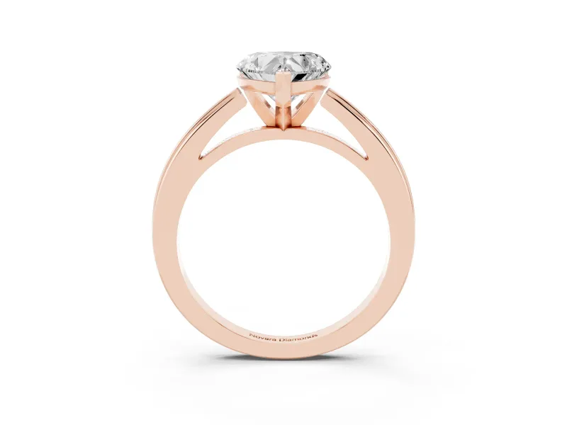 Heart-Shaped Solitaire Engagement Ring Setting | Stepped Flat Band | Rose Gold