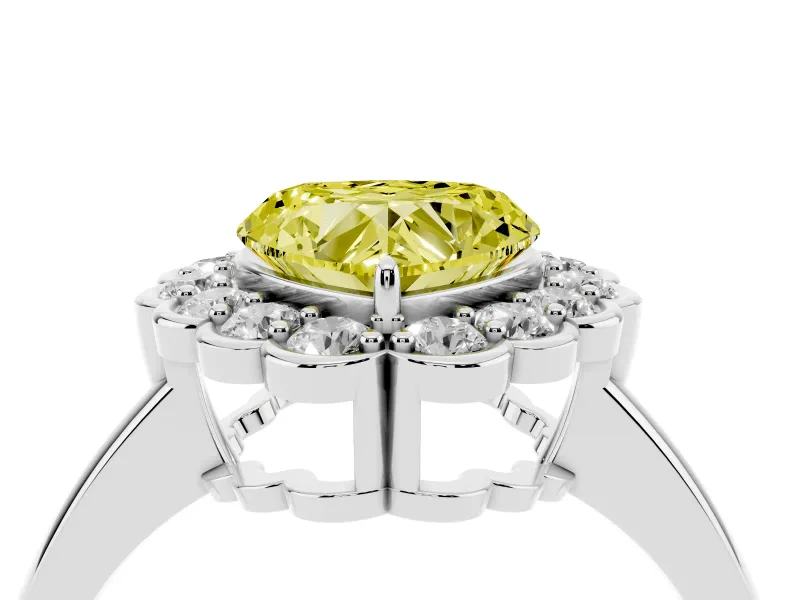 Heart-Shaped Halo Engagement Ring Setting for a Fancy Yellow Lab-Grown Diamond | Sterling Silver - Design NV-24719