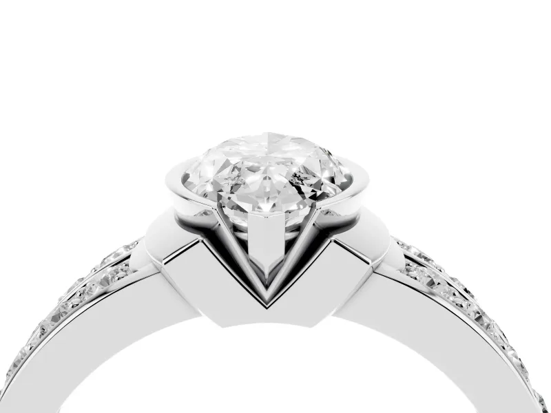 Marquise Half Bezel Engagement Ring Setting | Double Row Channel Band | Sterling Silver