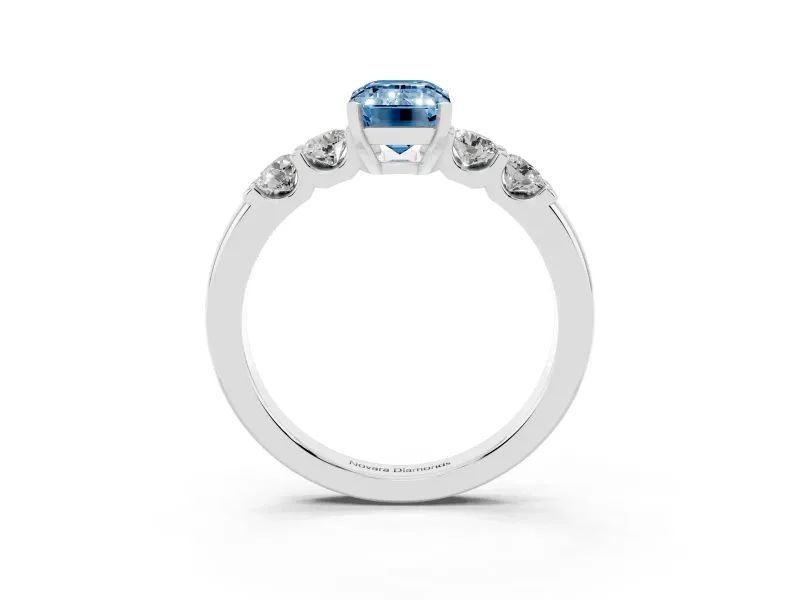 Emerald Cut Five Stone Engagement Ring Setting for a Fancy Blue Lab-Grown Diamond | White Gold