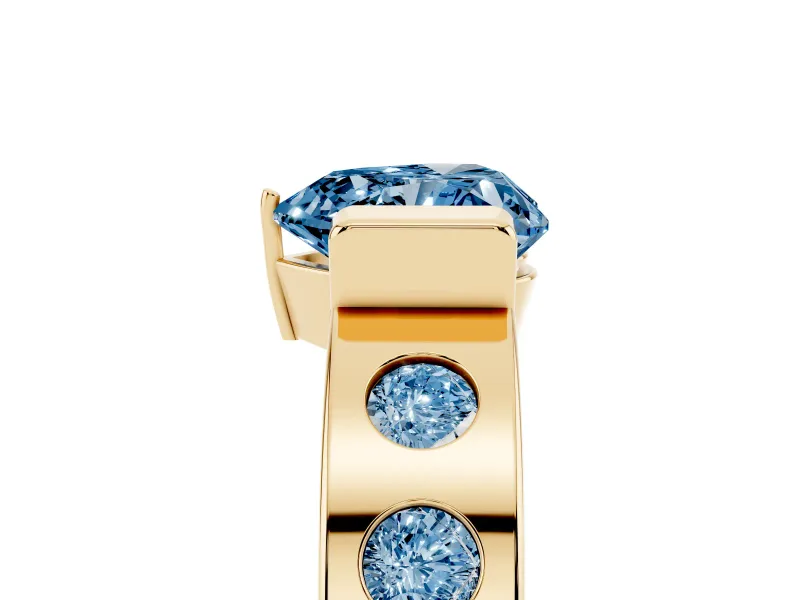 Heart-Shaped Tension Style Engagement Ring Setting for a Fancy Blue Lab-Grown Diamond | Yellow Gold