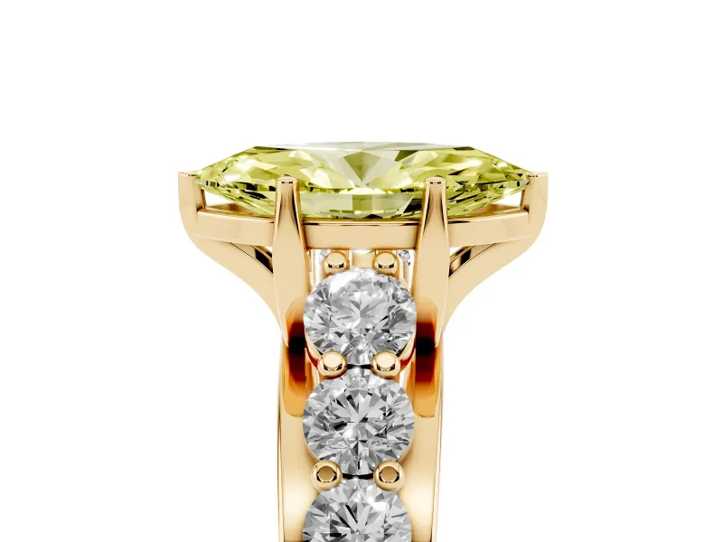 Marquise Graduated Engagement Ring Setting for a Fancy Yellow Lab-Grown Diamond | Yellow Gold
