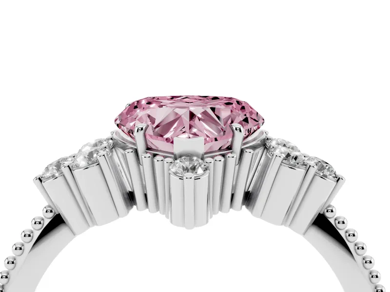 Heart-Shaped Cluster Engagement Ring Setting for a Fancy Pink Lab-Grown Diamond | Platinum