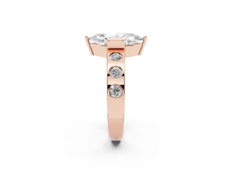 Marquise Tension Style Engagement Ring Setting | Flush Set Accents | Rose Gold