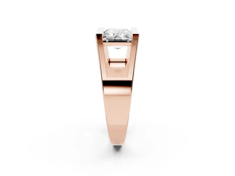 Baguette East-West Geometric Solitaire Engagement Ring Setting | Open Sides | Rose Gold