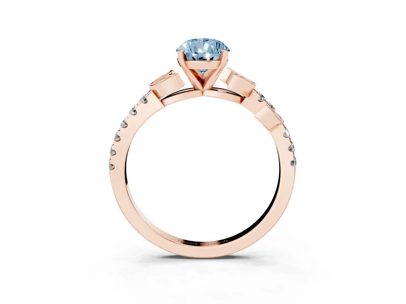 Pear-Shaped Leaf Pavé Engagement Ring Setting for a Fancy Blue Lab-Grown Diamond | Rose Gold