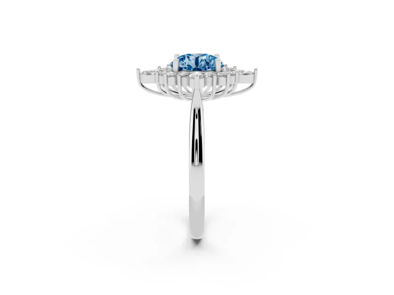 Round Engagement Ring Setting for a Fancy Blue Lab-Grown Diamond | White Gold - Design NV-24790