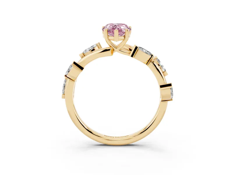 Pear-Shaped Twisted Vine Engagement Ring Setting for a Fancy Pink Lab-Grown Diamond | Yellow Gold