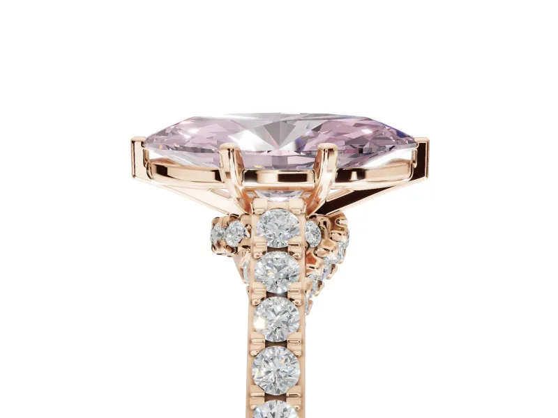 Marquise Pavé Solitaire Engagement Ring Setting for a Fancy Pink Lab-Grown Diamond | Crossover Gallery | Rose Gold
