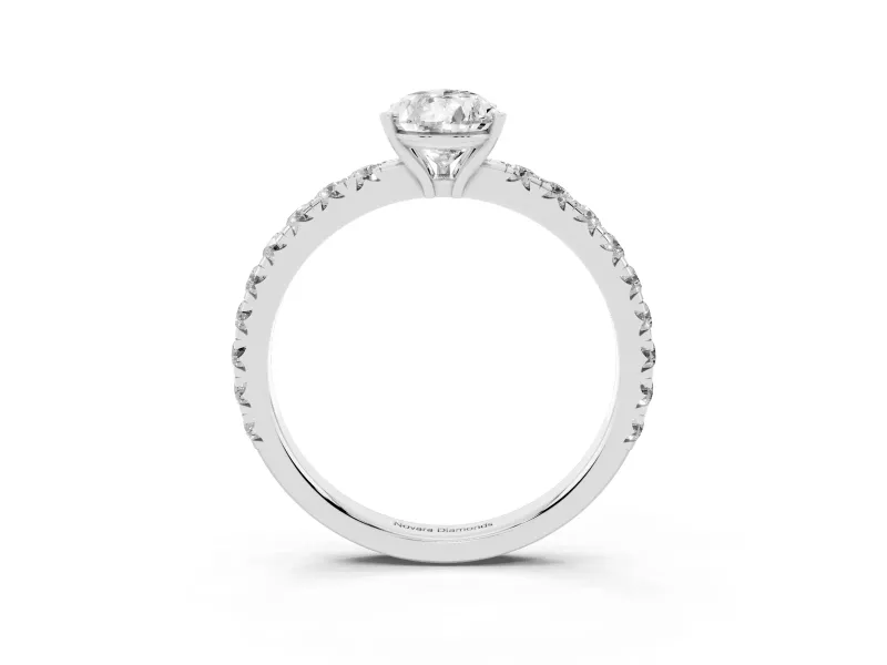 Pear-Shaped Pave Engagement Ring Setting | Shared Prong Band | Sterling Silver