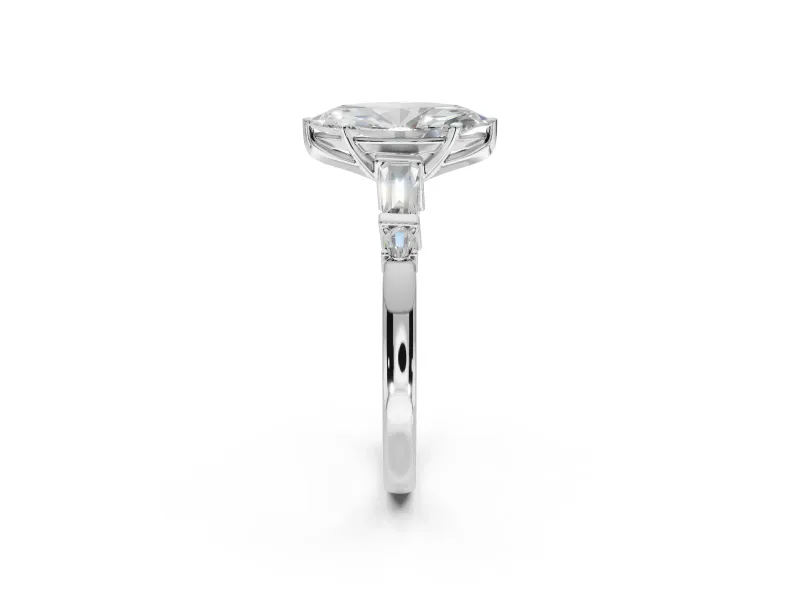 Marquise Tapered Baguette Engagement Ring Setting | Bar Set Sides | Platinum