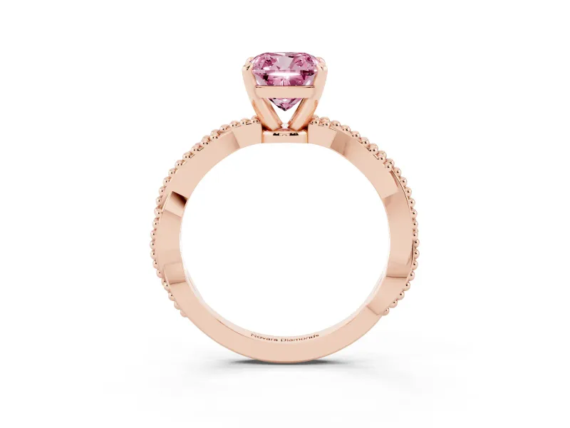 Cushion Cut Twisted Solitaire Engagement Ring Setting for a Fancy Pink Lab-Grown Diamond | Rose Gold