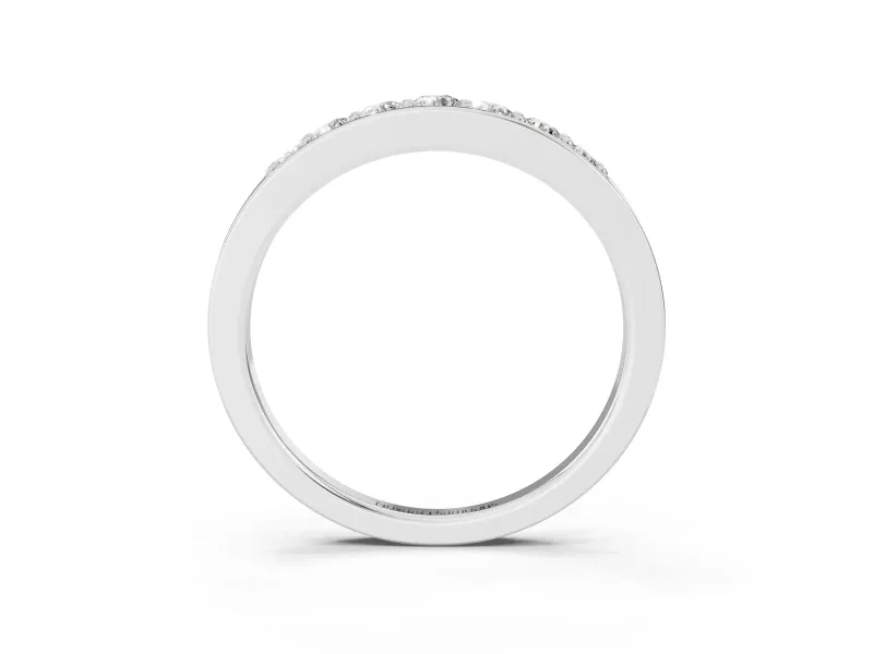 Round Diamond Comfort Fit Band Set in Silver with Channel-Set Row