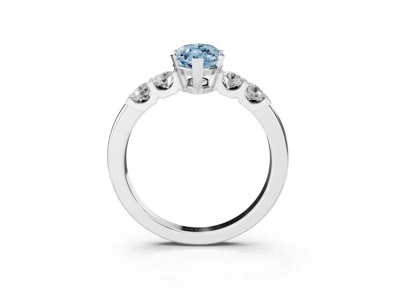 Marquise Five Stone Engagement Ring Setting for a Fancy Blue Lab-Grown Diamond | Sterling Silver