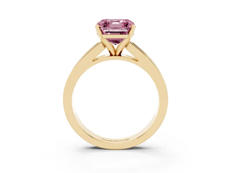 Asscher Cut Channel Engagement Ring Setting for a Fancy Pink Lab-Grown Diamond | Yellow Gold