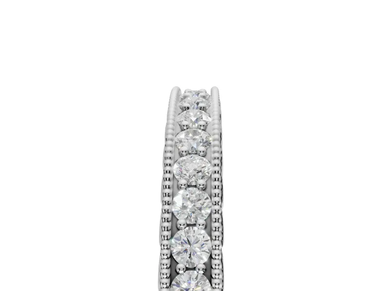 Round Lab-Grown Diamond Milgrain Channel Set Wedding Band | Fluted Gallery | Platinum