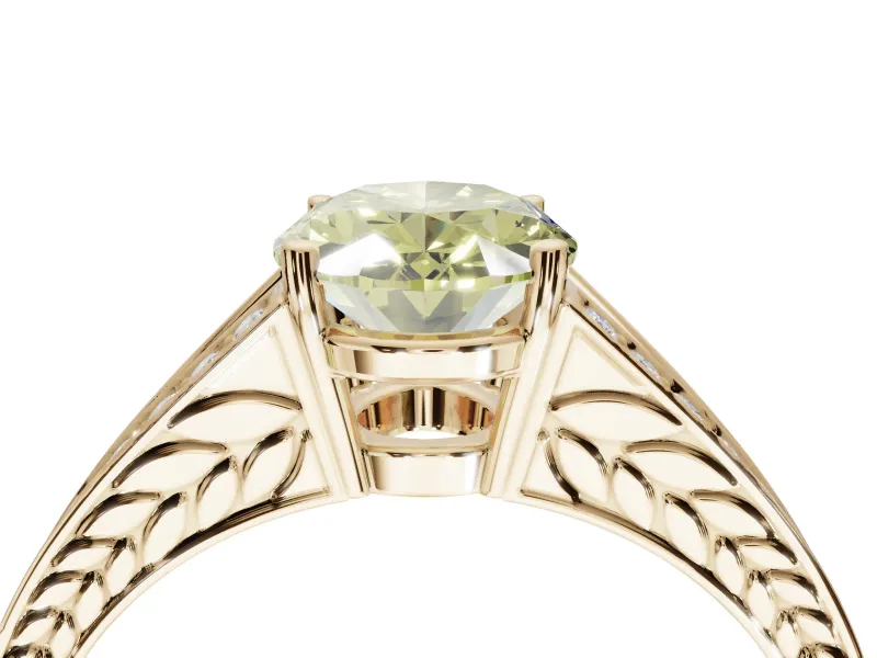 Oval Split Shank Pavé Engagement Ring Setting for a Fancy Yellow Lab-Grown Diamond | Yellow Gold