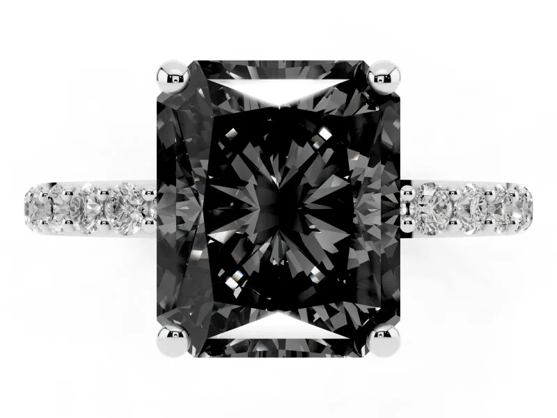 Radiant Cut Pave Solitaire Engagement Ring Setting | Platinum