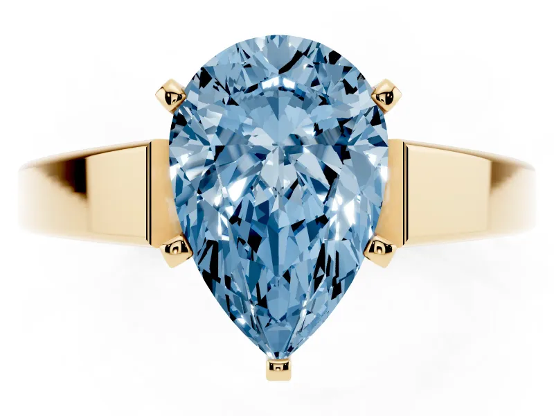 Pear-Shaped Solitaire Engagement Ring Setting for a Fancy Blue Lab-Grown Diamond | Yellow Gold