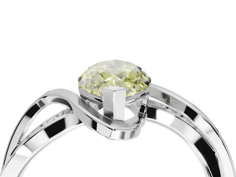 Marquise Bypass Solitaire Engagement Ring Setting for a Fancy Yellow Lab-Grown Diamond | Pavé Strands | Sterling Silver