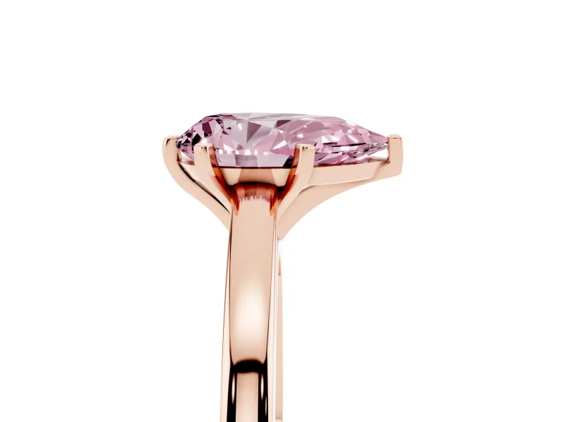 Pear-Shaped Plain Engagement Ring Setting for a Fancy Pink Lab-Grown Diamond | Rose Gold