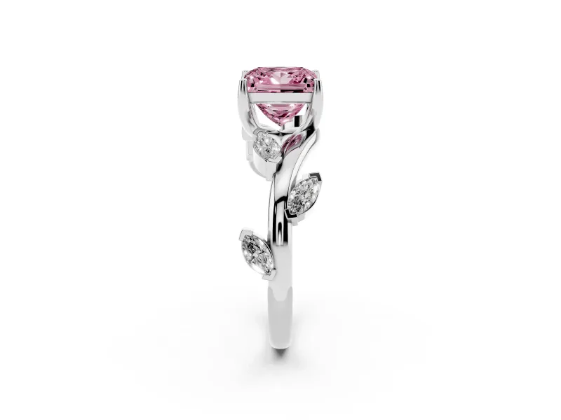 Princess Cut Twisted Vine Engagement Ring Setting for a Fancy Pink Lab-Grown Diamond | Platinum