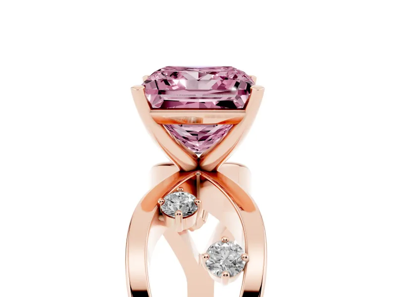 Princess Cut Loop Engagement Ring Setting for a Fancy Pink Lab-Grown Diamond | Rose Gold
