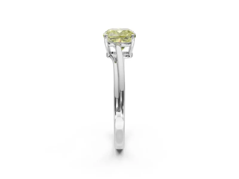 Cushion Cut Bypass Solitaire Engagement Ring Setting for a Fancy Yellow Lab-Grown Diamond | Platinum