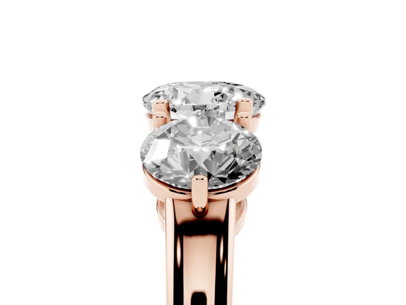 Round Three Stone Engagement Ring Setting | Large Round Side Stones | Rose Gold