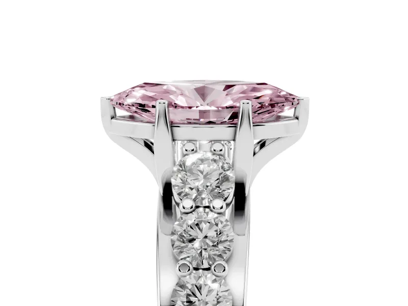 Marquise Graduated Engagement Ring Setting for a Fancy Pink Lab-Grown Diamond | White Gold