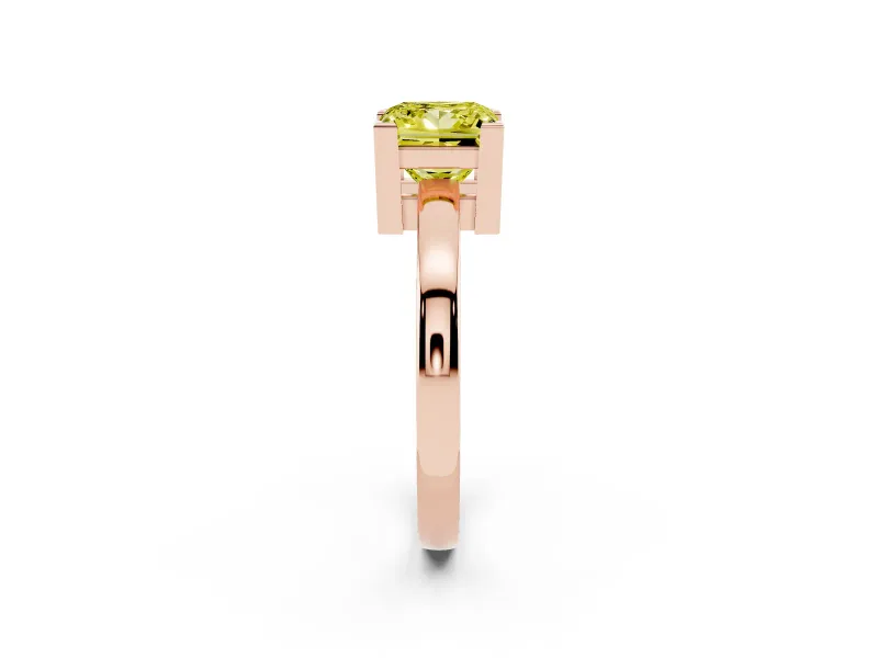 Princess Cut Solitaire Engagement Ring Setting for a Fancy Yellow Lab-Grown Diamond | Flat Tab Prongs | Rose Gold
