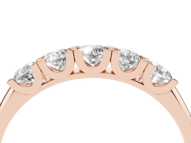 Round Lab-Grown Diamond Five-Stone Men's Wedding Band | Shared Prongs | Rose Gold