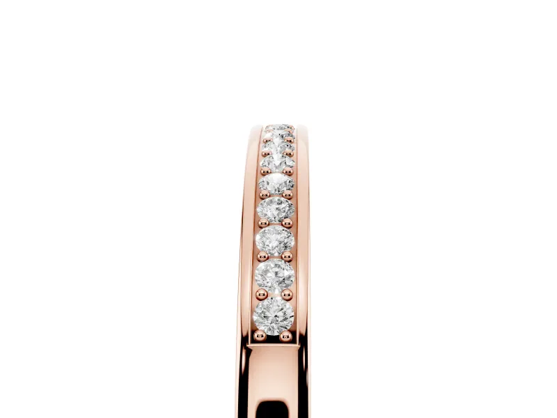 Round Diamond Half Eternity Pavé Band Set in Rose gold with Plain Lower Shank