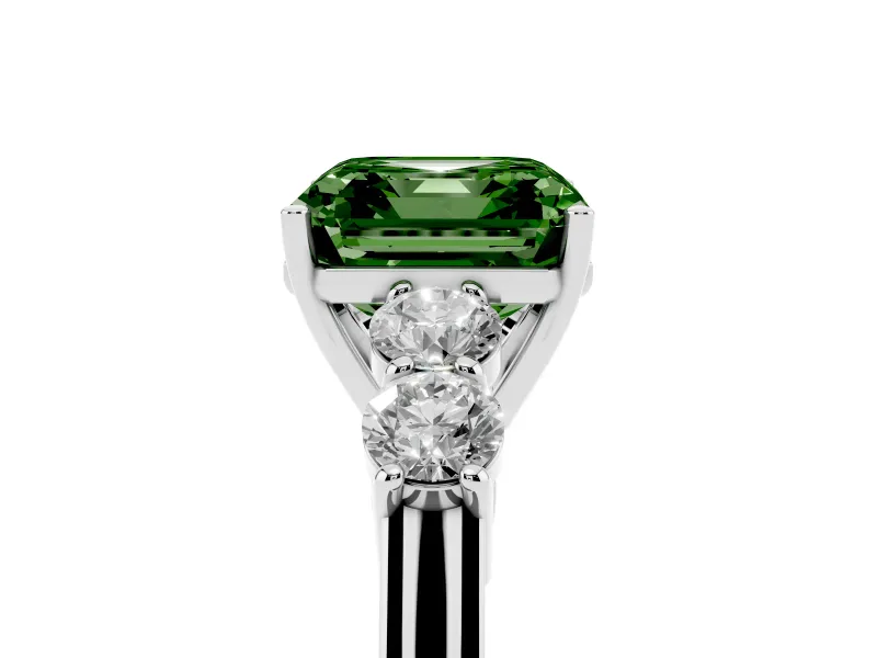 Asscher Cut 5 Stone Engagement Ring Setting for a Fancy Green Lab-Grown Diamond | Sterling Silver