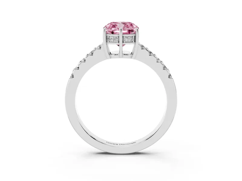 Cushion Cut Engagement Ring Setting for a Fancy Pink Lab-Grown Diamond | White Gold - Design NV-24649