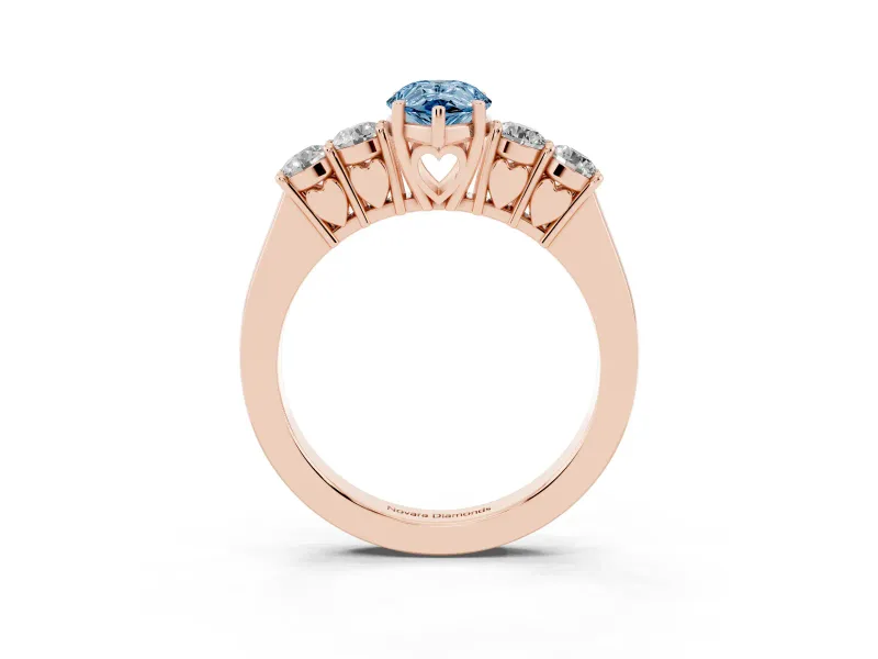 Pear-Shaped 5 Stone Engagement Ring Setting for a Fancy Blue Lab-Grown Diamond | Rose Gold