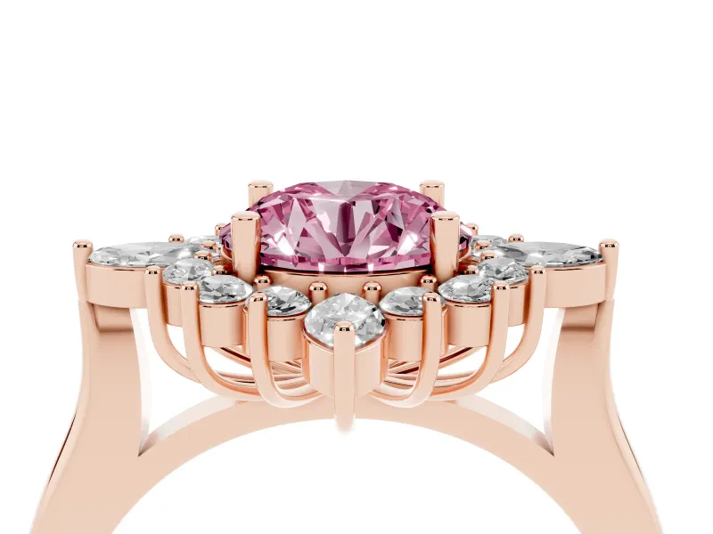 Round Engagement Ring Setting for a Fancy Pink Lab-Grown Diamond | Rose Gold - Design NV-24790