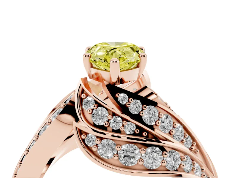 Pear-Shaped Bypass Hidden Halo Engagement Ring Setting for a Fancy Yellow Lab-Grown Diamond | Graduated Pavé | Rose Gold