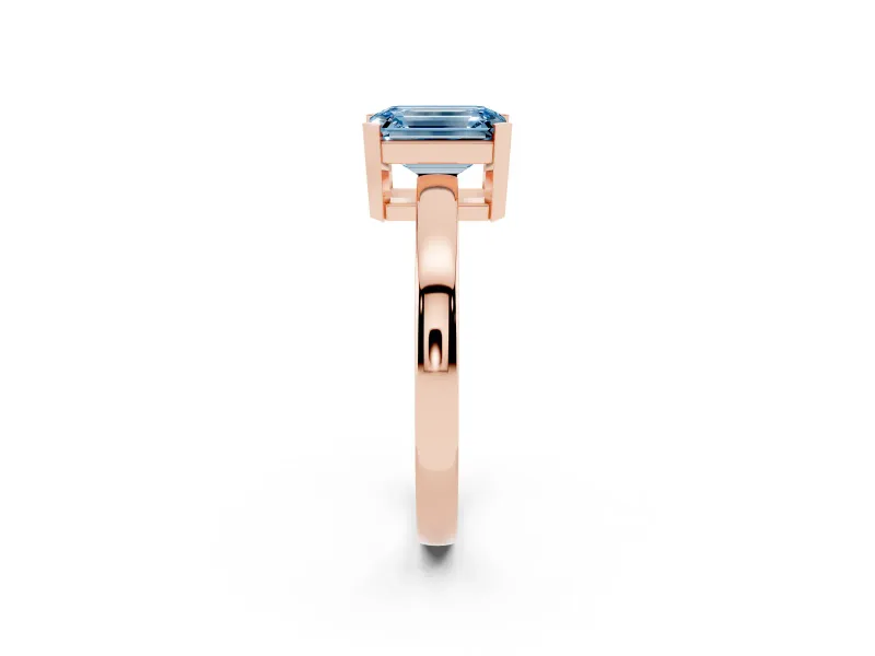 Emerald Cut Solitaire Engagement Ring Setting for a Fancy Blue Lab-Grown Diamond | Flat Tab Prongs | Rose Gold