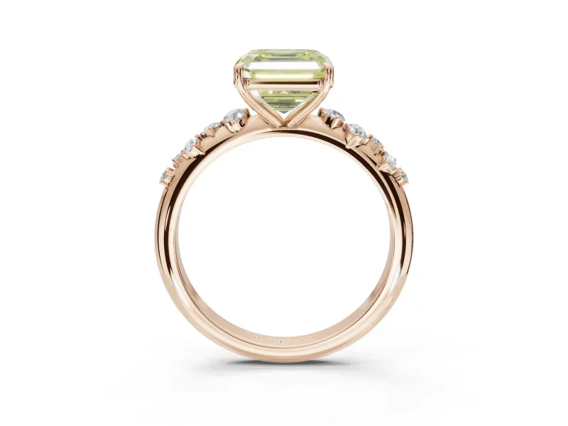 Asscher Cut Graduated Solitaire Engagement Ring Setting for a Fancy Yellow Lab-Grown Diamond | Rose Gold