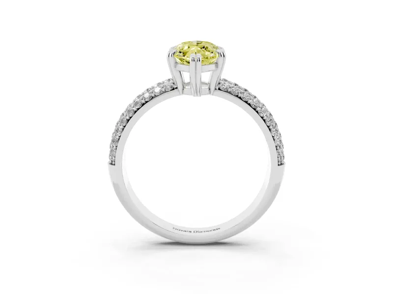 Marquise Three Row Pave Engagement Ring Setting for a Fancy Yellow Lab-Grown Diamond | Double Claws | Sterling Silver