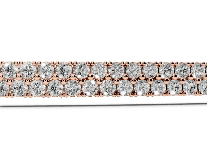 Round Lab-Grown Diamond Pavé Bar Slider Bracelet | Double Row | Rose Gold