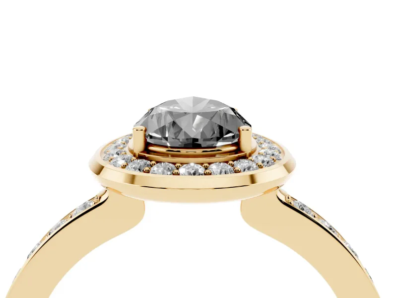 Fancy Black Pear Cut Diamond Halo Ring Set in Yellow gold with Bezel Frame and Pavé Band