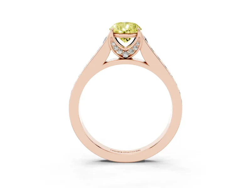 Pear-Shaped Graduated Pavé Engagement Ring Setting for a Fancy Yellow Lab-Grown Diamond | Rose Gold
